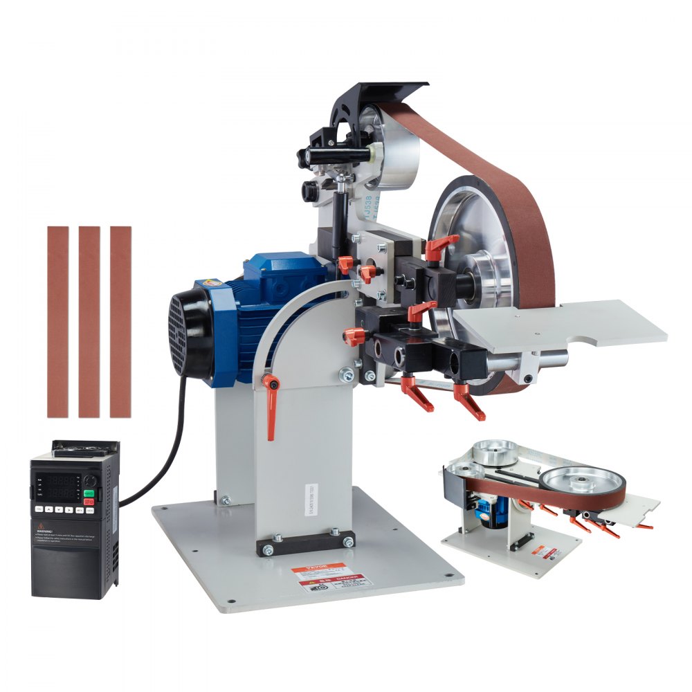 VEVOR Belt Grinder Sander, 72 x 2-Inch Variable Speed Belt Polisher with VFD, 1500W Knife Sharpener with 3 Grinding