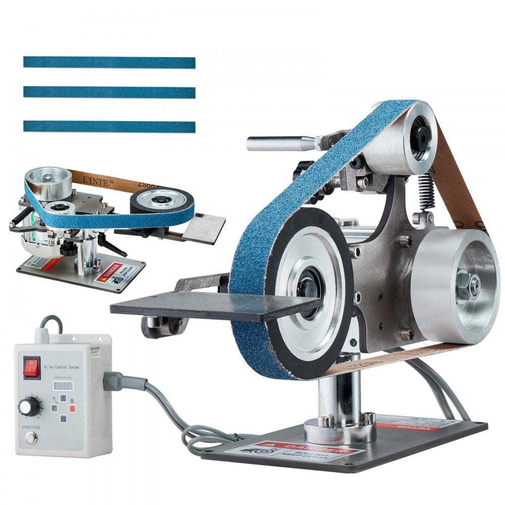 VEVOR Belt Grinder Sander, 30 x 1-Inch Variable Speed Belt Polisher with VFD, 550W Polishing Grinding Machine with 2