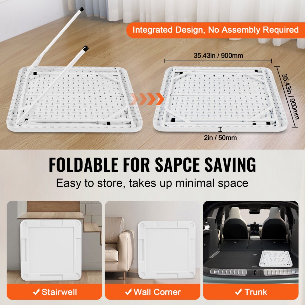 VEVOR Mahjong Table, Square 4 Player Folding Card Table with 4 Cup Holders & 4 Chip Trays, Portable Domino Game Table