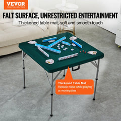 VEVOR Mahjong Table, Fold-in-Half 4 Player Card Table with Wear-Resistant Green Tabletop, Portable Bi-Folding Square