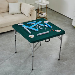 VEVOR Mahjong Table, Fold-in-Half 4 Player Card Table with Wear-Resistant Green Tabletop, Portable Bi-Folding Square