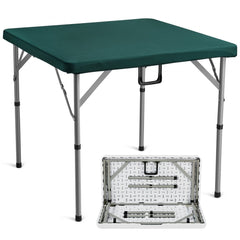 VEVOR Mahjong Table, Fold-in-Half 4 Player Card Table with Wear-Resistant Green Tabletop, Portable Bi-Folding Square