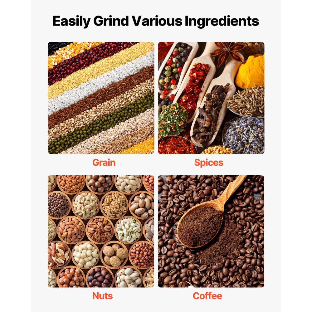 VEVOR Manual Grain Mill with High Hopper, Hand-Crank Corn Grinder, Heavy Duty Cast Iron Wheat Grinding Mill with Stable
