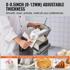 VEVOR Manual Dough Sheeter Machine, Puff Pastry Sheeter and Fondant Roller, Removable Handle, Panel, Roller for Easy