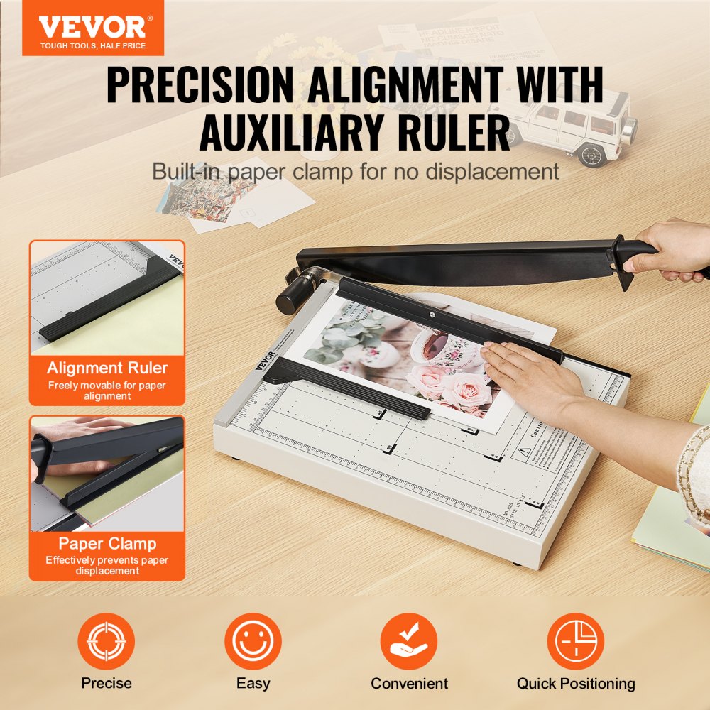 VEVOR Paper Cutter, Guillotine Trimmer, 15" Cut Length, 16 Sheets Capacity, Heavy Duty Guillotine Paper Cutter with