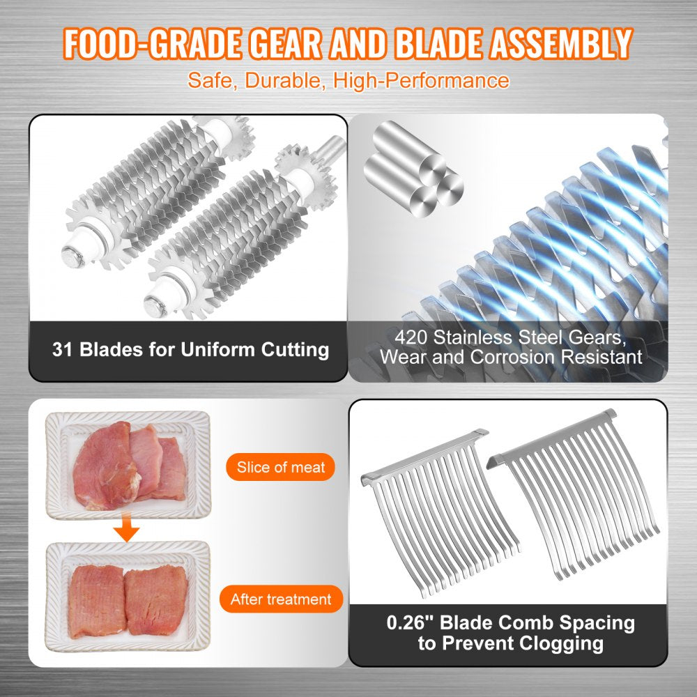 VEVOR Commercial Meat Tenderizer, Heavy Duty Stainless Steel Meat Tenderizer Machine, Quick and Easy Manual Operation