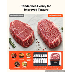 VEVOR 2-in-1 Manual Meat Tenderizer & Beef Jerky Slicer Steak Turkey Pork, Commercial Meat Tenderizer Machine, with