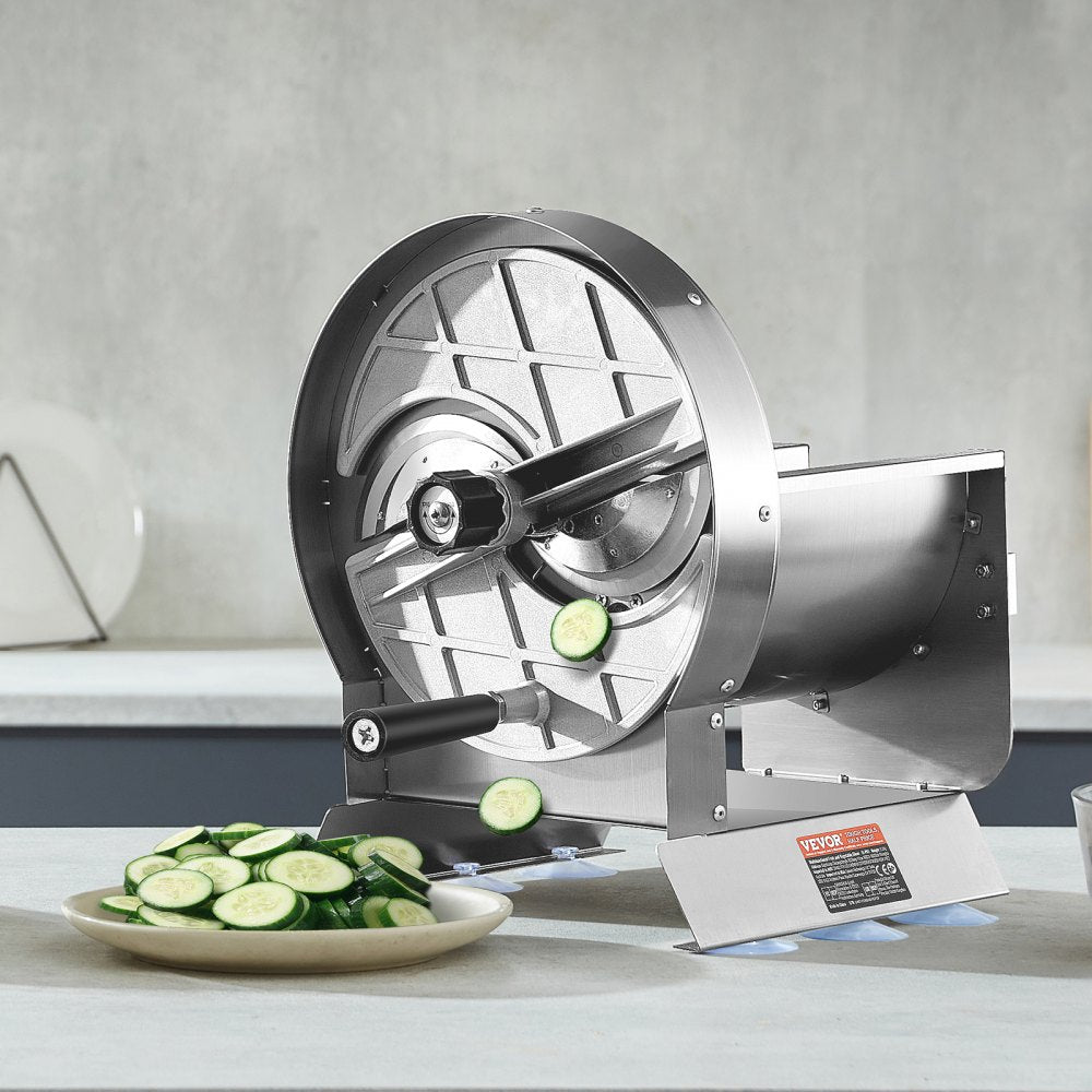 VEVOR Manual Vegetable Fruit Slicer, 0-0.5"/0-12mm Thickness Adjustable Commercial Slicer Machine, Stainless Steel Food