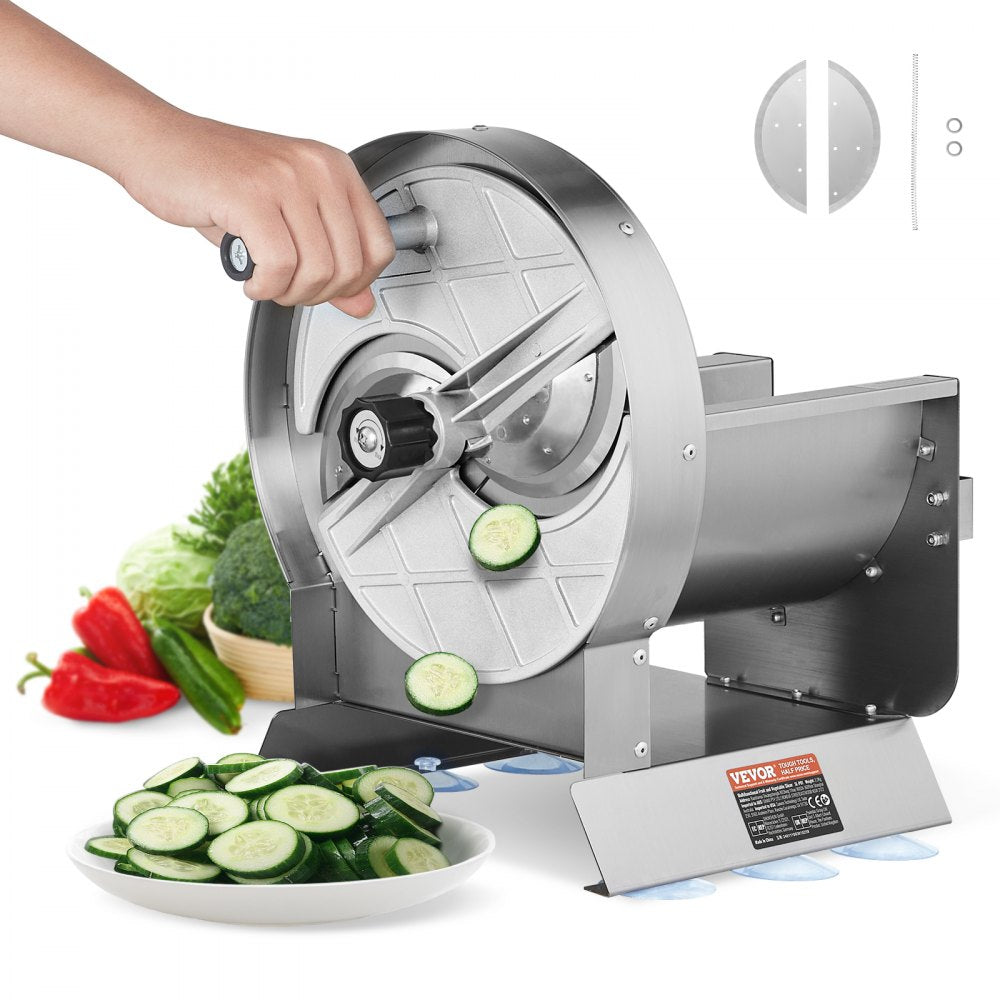 VEVOR Manual Vegetable Fruit Slicer, 0-0.5"/0-12mm Thickness Adjustable Commercial Slicer Machine, Stainless Steel Food