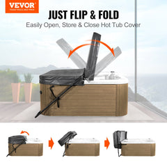 VEVOR Hot Tub Cover Lift, Spa Cover Lift, Height 31.5" - 41.3" Width 53" - 92.5" Adjustable, Installed at the Bottom on