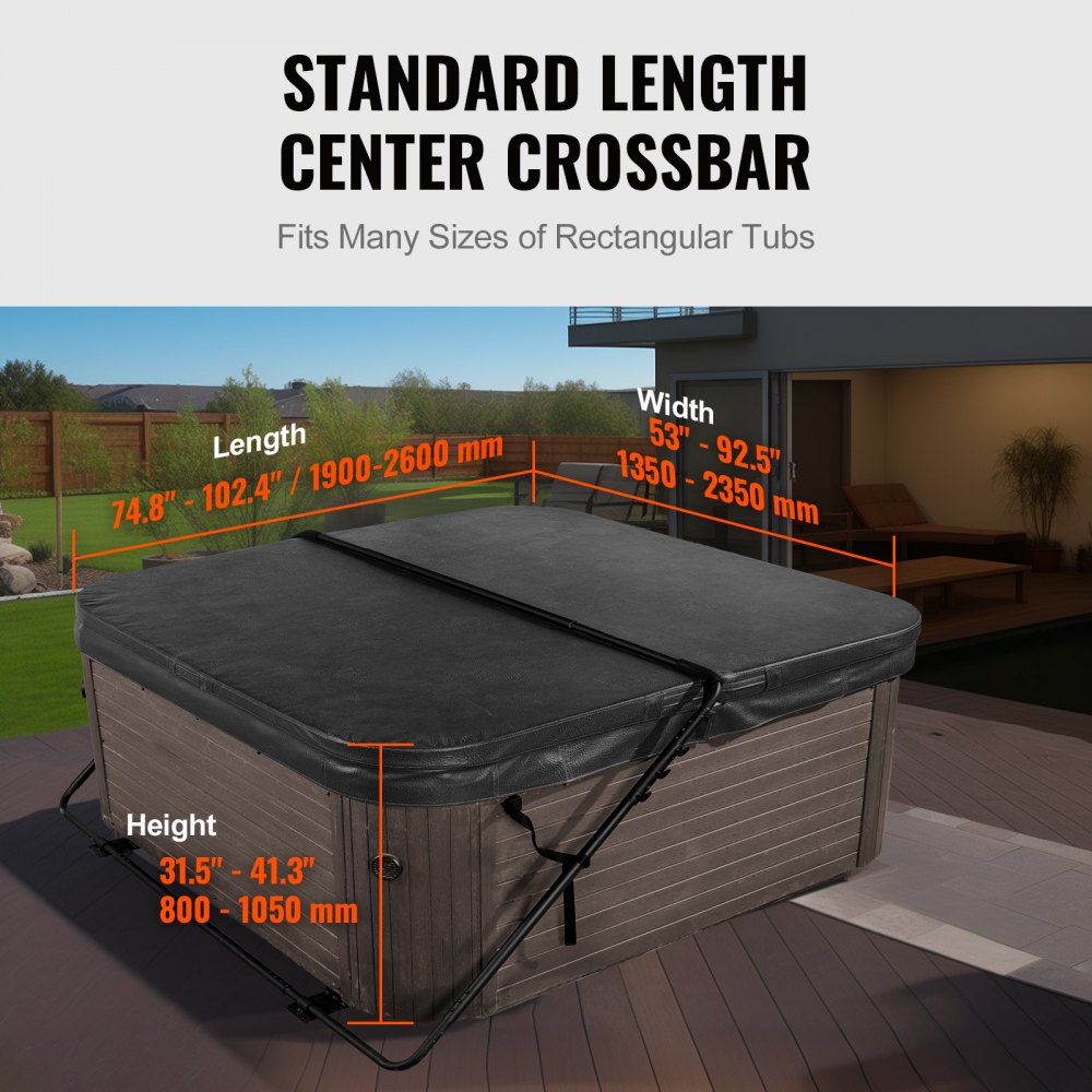 VEVOR Hot Tub Cover Lift, Spa Cover Lift, Height 31.5" - 41.3" Width 53" - 92.5" Adjustable, Installed at the Bottom on