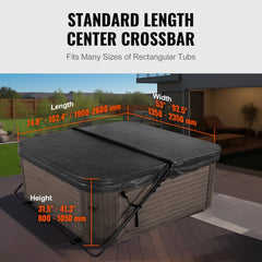 VEVOR Hot Tub Cover Lift, Spa Cover Lift, Height 31.5" - 41.3" Width 53" - 92.5" Adjustable, Installed at the Bottom on