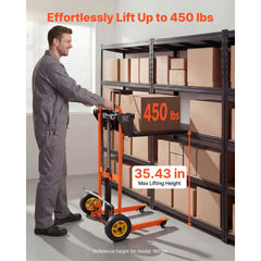 VEVOR Hydraulic Material Lift Winch Stacker, 450 lbs Load Capacity, Pallet Truck Dolly with Fork Lift Table, 35.4