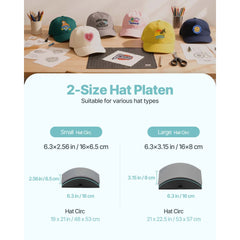 VEVOR Hat Heat Press Machine, with 2pcs Interchangeable Platens, Precise Temperature and Time Control, Hat Press for