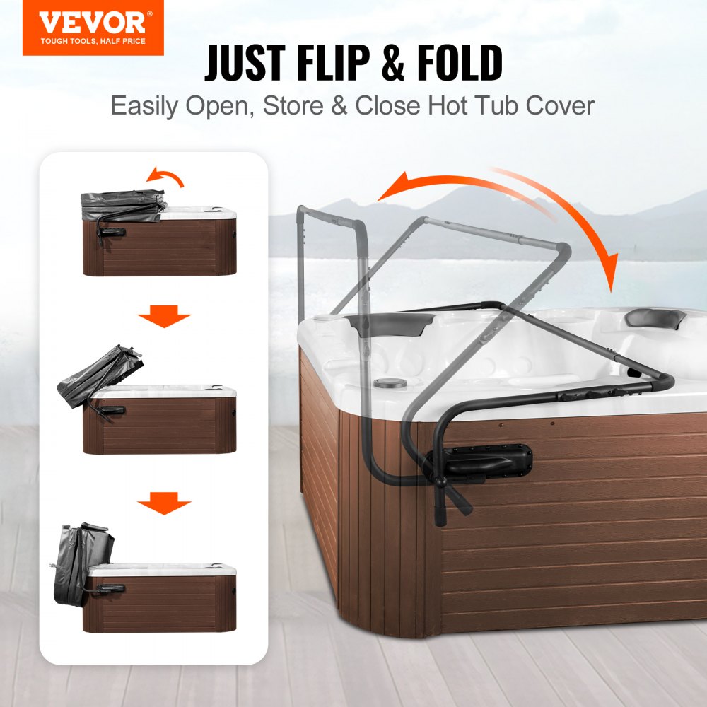 VEVOR Hot Tub Cover Lift, Spa Cover Lift, Height 31.5" - 41.3" Width 69" - 100.5" Adjustable, Installed on Both Sides