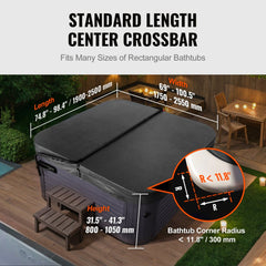 VEVOR Hot Tub Cover Lift, Spa Cover Lift, Height 31.5" - 41.3" Width 69" - 100.5" Adjustable, Installed on Both Sides