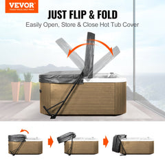 VEVOR Hot Tub Cover Lift, Spa Cover Lift, Height 31.5" - 41.3" Width 57" - 92.5" Adjustable, Installed Underneath on