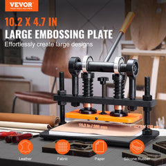 VEVOR Leather Cutting Machine, 10.2 x 4.7 in Embossing Plate Manual Die Cutter, 0.47 in Pressure Stroke Dual Guide
