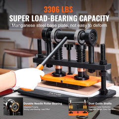 VEVOR Leather Cutting Machine, 10.2 x 4.7 in Embossing Plate Manual Die Cutter, 0.47 in Pressure Stroke Dual Guide