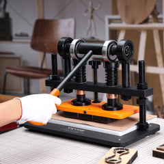VEVOR Leather Cutting Machine, 10.2 x 4.7 in Embossing Plate Manual Die Cutter, 0.47 in Pressure Stroke Dual Guide
