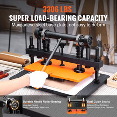 VEVOR Leather Cutting Machine, 14.2 x 10.2 in Embossing Plate Manual Die Cutter, 0.47 in Pressure Stroke Dual Guide