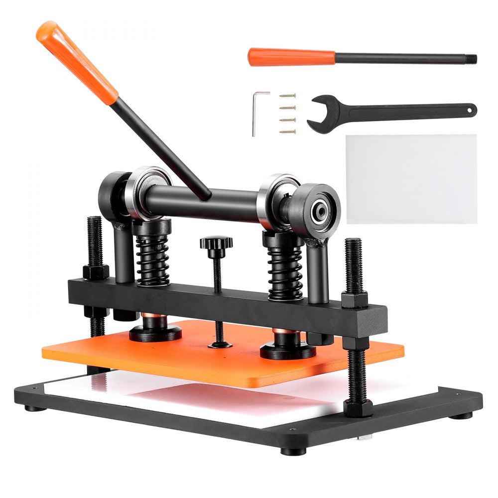 VEVOR Leather Cutting Machine, 14.2 x 10.2 in Embossing Plate Manual Die Cutter, 0.47 in Pressure Stroke Dual Guide