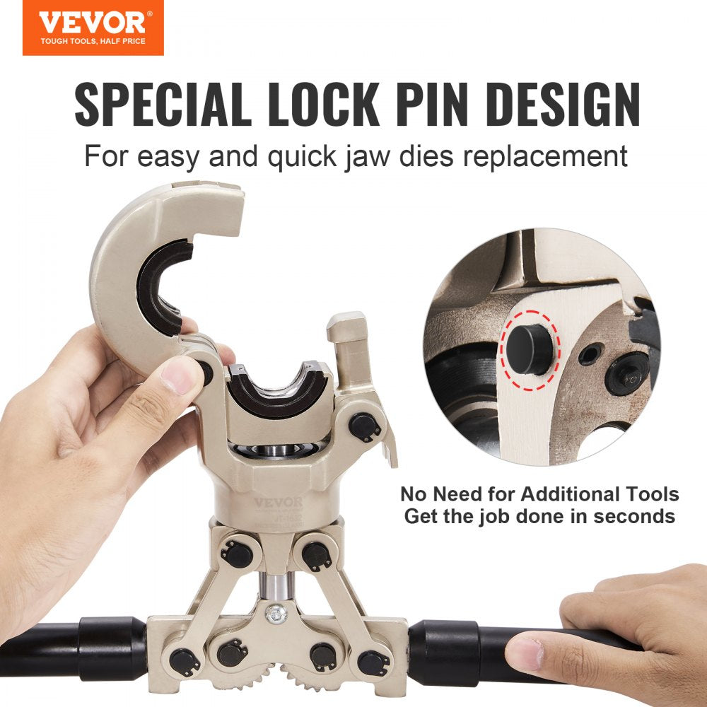 VEVOR Copper Press Tool Tube Fittings Crimping Kit, 360° Rotatable Press Crimper Tool with 1/2", 3/4", 1" Quick Change
