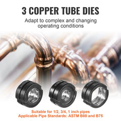 VEVOR Copper Press Tool Tube Fittings Crimping Kit, 360° Rotatable Press Crimper Tool with 1/2", 3/4", 1" Quick Change