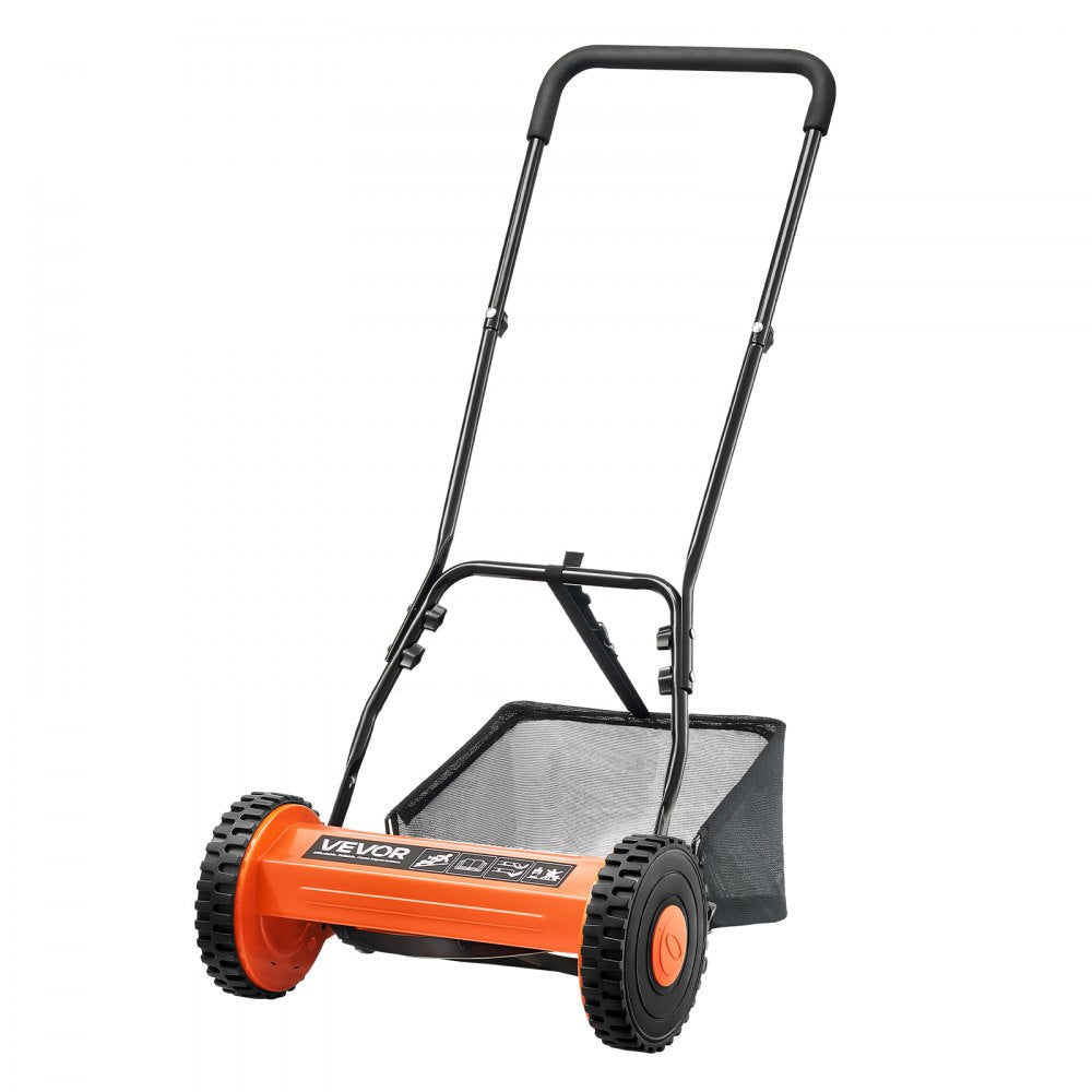 VEVOR Push Reel Lawn Mower 16 inch, 5 Blades Manual Push Mower No Motor, 0.6-1.75 in Adjustable Cutting Height