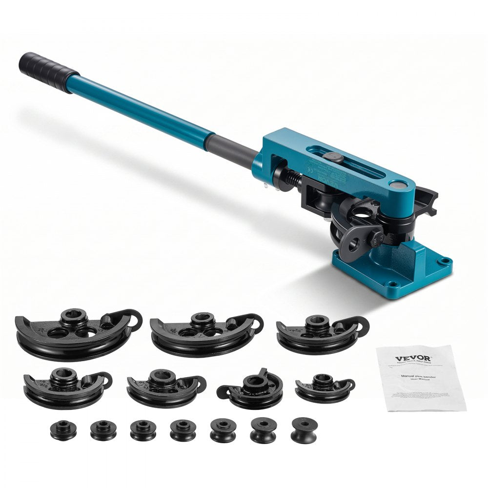 VEVOR Pipe Tube Bender, 3/8" to 1" Manual Pipe Tube Bender, with 7 Dies, Heavy Duty Tube Bender Tubing of Steel Metal