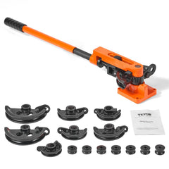 VEVOR Pipe Tube Bender, 3/8" to 1" OD Manual Pipe Tube Bender with 7 Bending Dies, 180° Copper Aluminum Pipes Bending