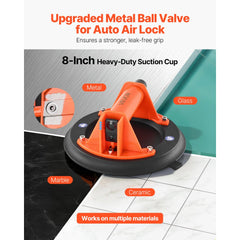 VEVOR Vacuum Suction Cup, 8-Inch Vacuum Glass Lifter with ABS Handle, 400 lbs Max Lifting Capacity Tile Suction Cup