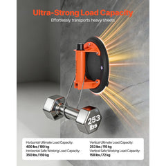 VEVOR Vacuum Suction Cup, 8-Inch Vacuum Glass Lifter with ABS Handle, 400 lbs Max Lifting Capacity Tile Suction Cup