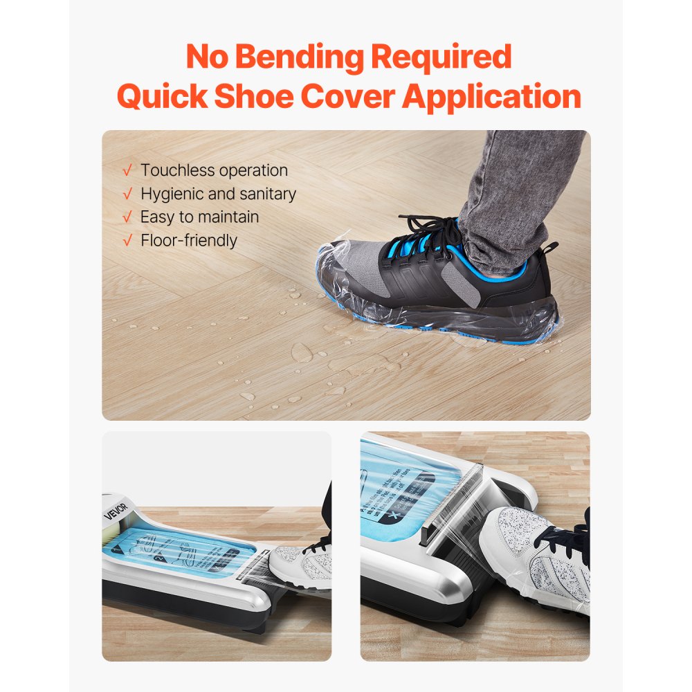 VEVOR Shoe Cover Dispenser, Automatic Shoe Film Machine with 1 Roll (600 Pcs) of Non-Slip Disposable Sole Membrane