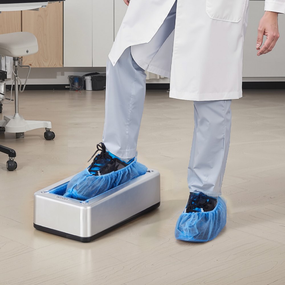 VEVOR Shoe Cover Dispenser, Automatic Shoe Covers Dispenser with 100 Pcs of Non-Slip Disposable Shoes Covers, Fits Size