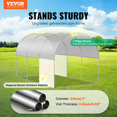VEVOR Walk-in Tunnel Greenhouse, 9.6x6.4x6.2 ft Hoop House Greenhouse Tunnel, Plant Hot House with Galvanized Steel