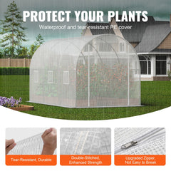 VEVOR Walk-in Tunnel Greenhouse, 9.6x6.4x6.2 ft Hoop House Greenhouse Tunnel, Plant Hot House with Galvanized Steel