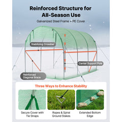VEVOR Walk-in Tunnel Greenhouse, 10 x 7 x 7 ft Hoop House Greenhouse Tunnel, Plant Hot House with 4 Nozzles, 26.25 ft