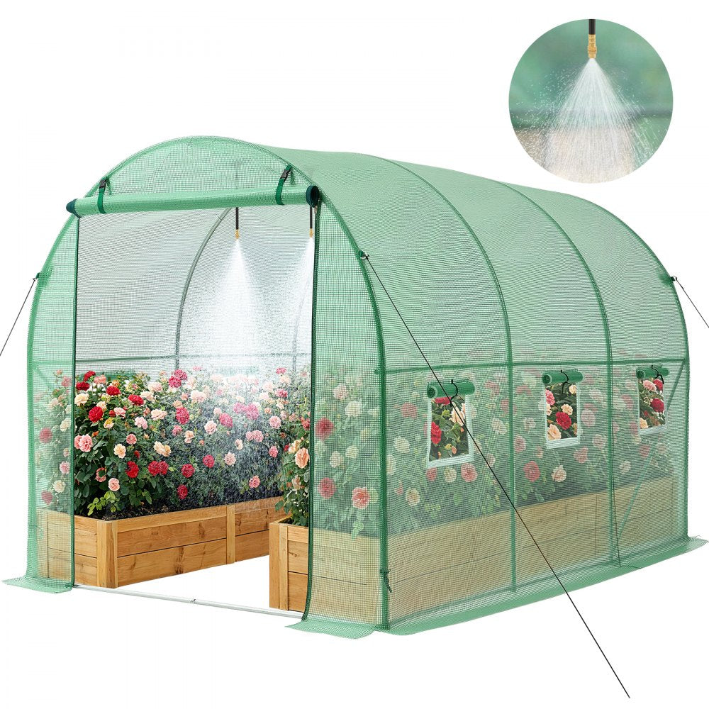 VEVOR Walk-in Tunnel Greenhouse, 10 x 7 x 7 ft Hoop House Greenhouse Tunnel, Plant Hot House with 4 Nozzles, 26.25 ft