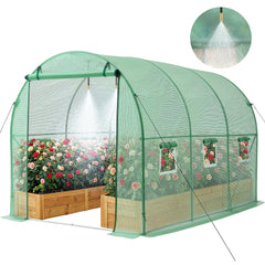VEVOR Walk-in Tunnel Greenhouse, 10 x 7 x 7 ft Hoop House Greenhouse Tunnel, Plant Hot House with 4 Nozzles, 26.25 ft