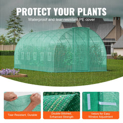 VEVOR Walk-in Tunnel Greenhouse, 19.4x9.7x7.4 ft Hoop House Greenhouse Tunnel, Plant Hot House with Galvanized Steel