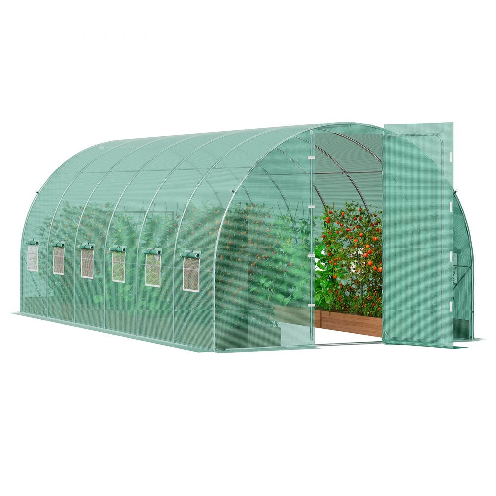 VEVOR Walk-in Tunnel Greenhouse, 19.4x9.7x7.4 ft Hoop House Greenhouse Tunnel, Plant Hot House with Galvanized Steel