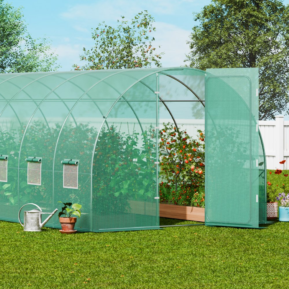 VEVOR Walk-in Tunnel Greenhouse, 27.4x9.5x7.4 ft Hoop House Greenhouse Tunnel, Plant Hot House with Galvanized Steel