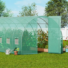 VEVOR Walk-in Tunnel Greenhouse, 27.4x9.5x7.4 ft Hoop House Greenhouse Tunnel, Plant Hot House with Galvanized Steel