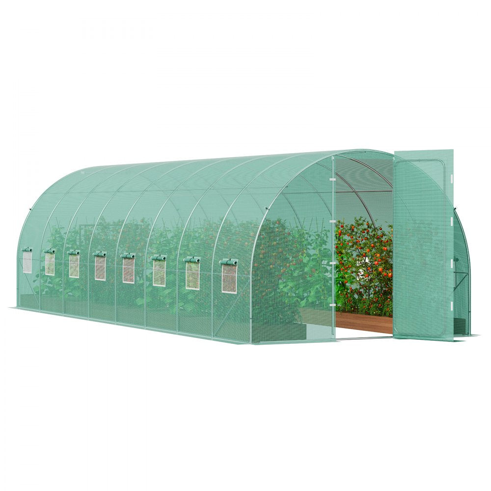 VEVOR Walk-in Tunnel Greenhouse, 27.4x9.5x7.4 ft Hoop House Greenhouse Tunnel, Plant Hot House with Galvanized Steel