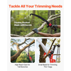 VEVOR Manual Pole Saw, 3.87-27 ft Extendable Pole Tree Pruner with Scissors, Sharp 65Mn Steel Blade, Lightweight