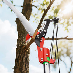 VEVOR Manual Pole Saw, 3.87-27 ft Extendable Pole Tree Pruner with Scissors, Sharp 65Mn Steel Blade, Lightweight