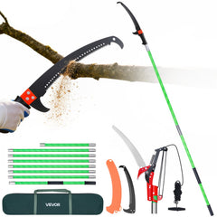 VEVOR Manual Pole Saw, 3.87-27 ft Extendable Pole Tree Pruner with Scissors, Sharp 65Mn Steel Blade, Lightweight