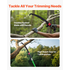 VEVOR Manual Pole Saw, 3.87-27 ft Extendable Pole Tree Pruner, Sharp 65Mn Steel Blade, Lightweight Fiberglass Handle