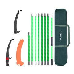 VEVOR Manual Pole Saw, 3.87-27 ft Extendable Pole Tree Pruner, Sharp 65Mn Steel Blade, Lightweight Fiberglass Handle